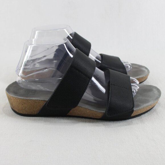 Abeo Gabie Sandals Womens Size 10 N Black Leather Adjustable Strap Wedge - Picture 5 of 11